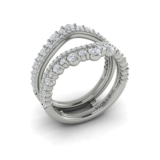 14K White Gold Diamond Womens Wedding Band Enhancer