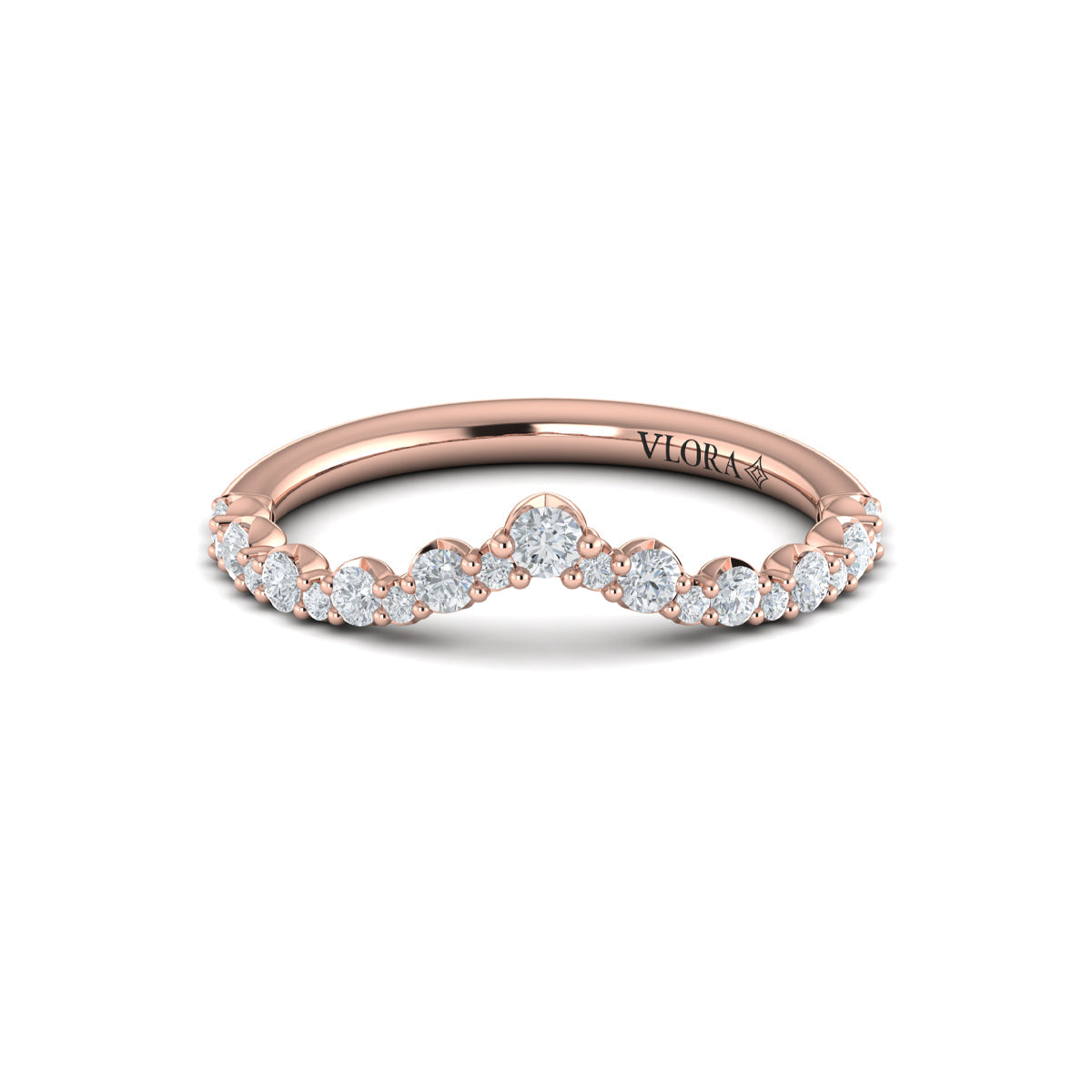 14kt Rose Gold Diamond Contour Wedding Band