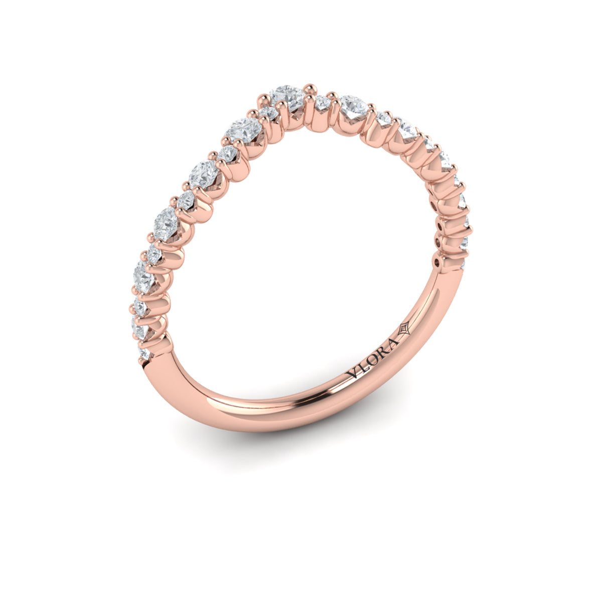 14kt Rose Gold Diamond Contour Wedding Band