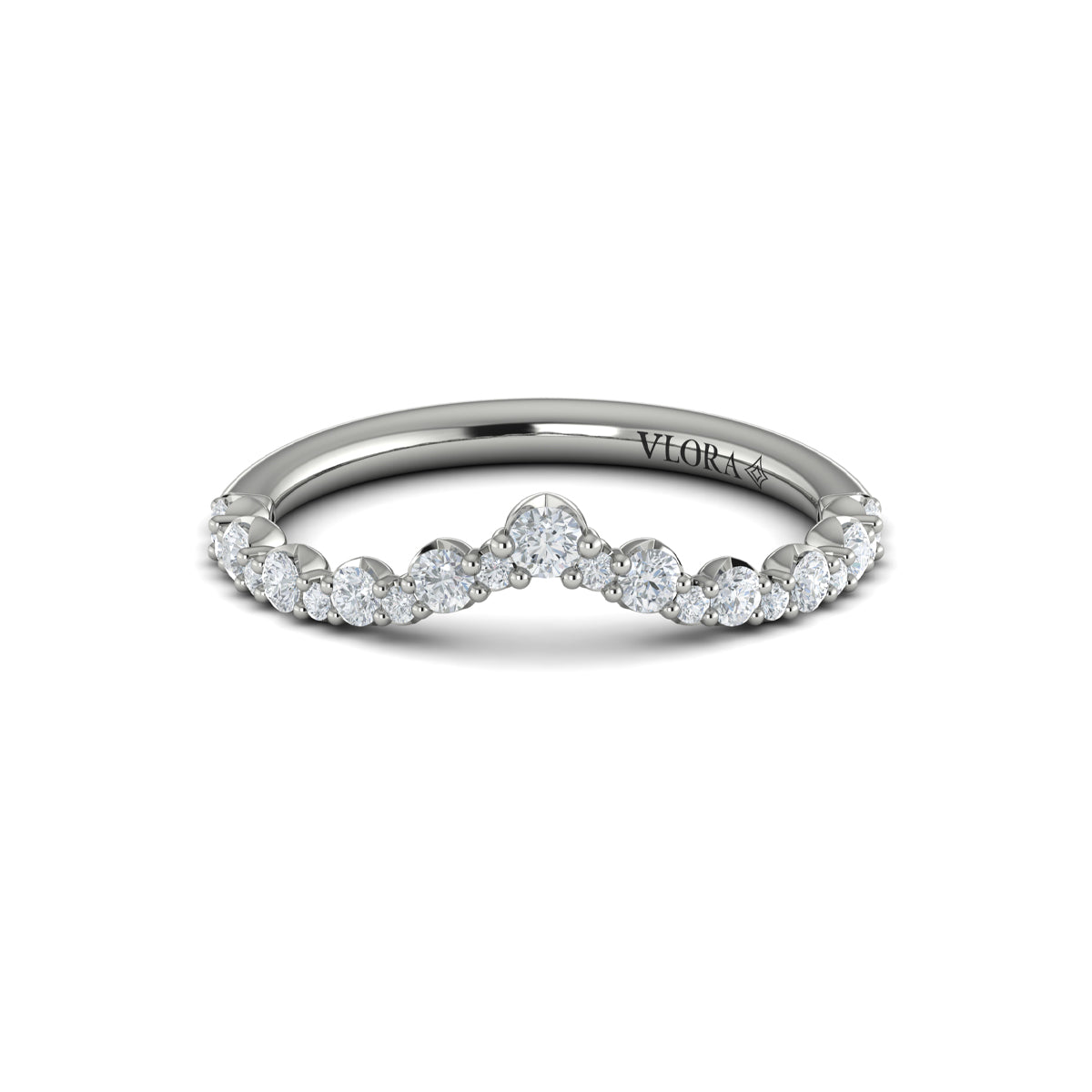14K White Gold Diamond Contour Wedding Band for Women