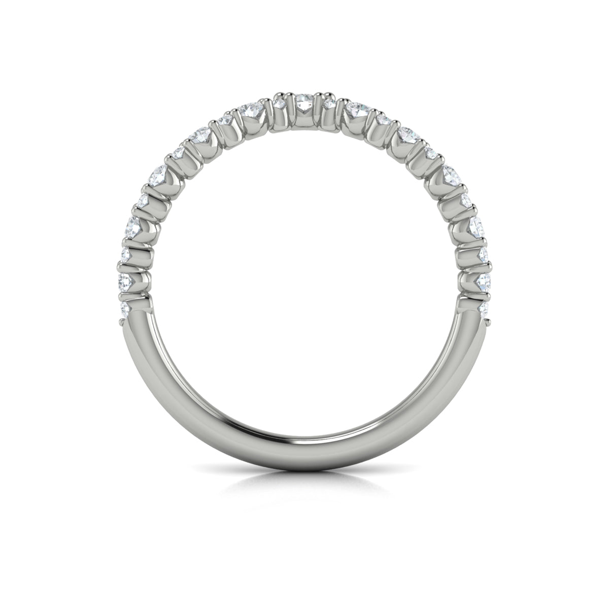 14K White Gold Diamond Contour Wedding Band for Women
