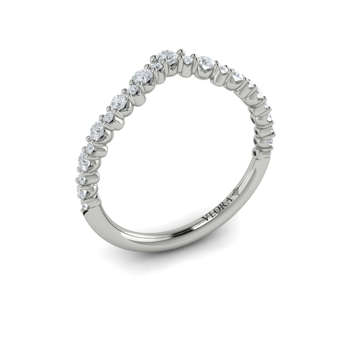 14K White Gold Diamond Contour Wedding Band for Women