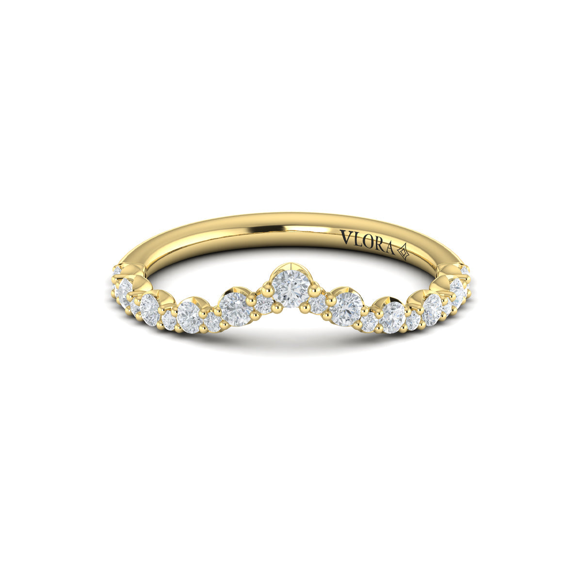 14kt Yellow Gold Diamond Contour Womens Wedding Band