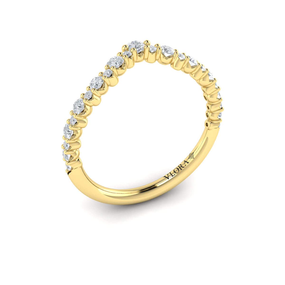 14kt Yellow Gold Diamond Contour Womens Wedding Band