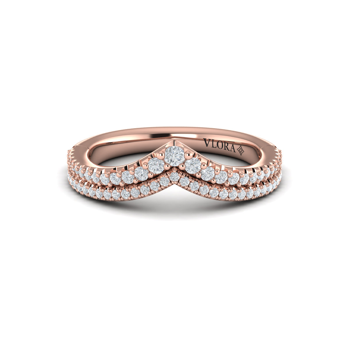 14kt Rose Gold 0.45ct Diamond Contour Womens Wedding Band