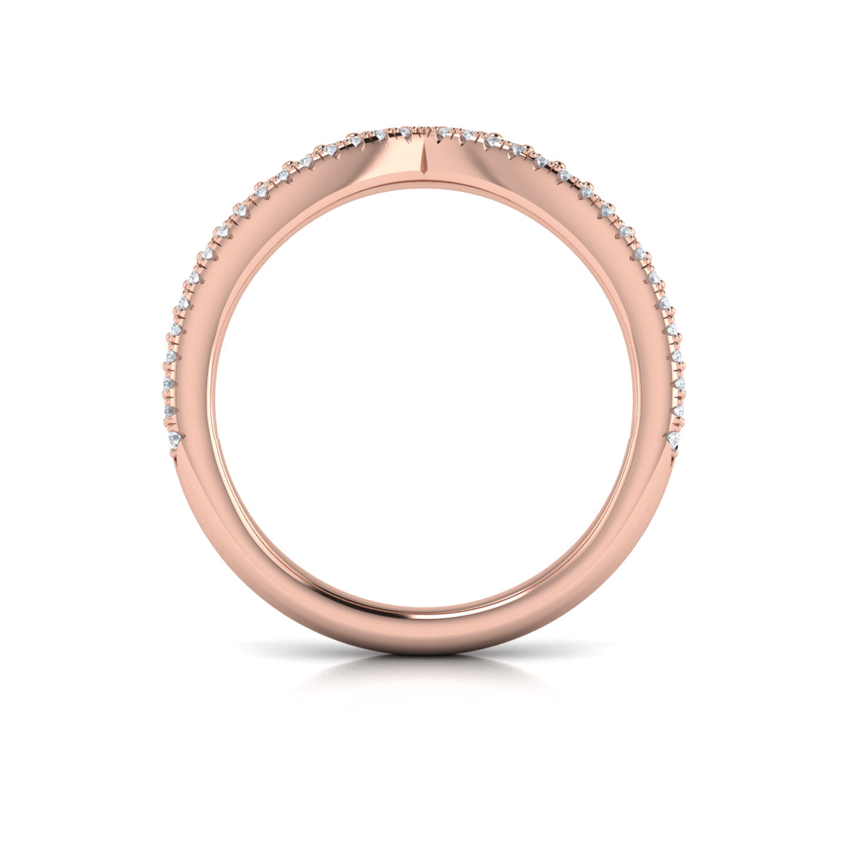 14kt Rose Gold 0.45ct Diamond Contour Womens Wedding Band