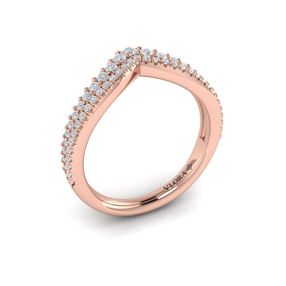 14kt Rose Gold 0.45ct Diamond Contour Womens Wedding Band