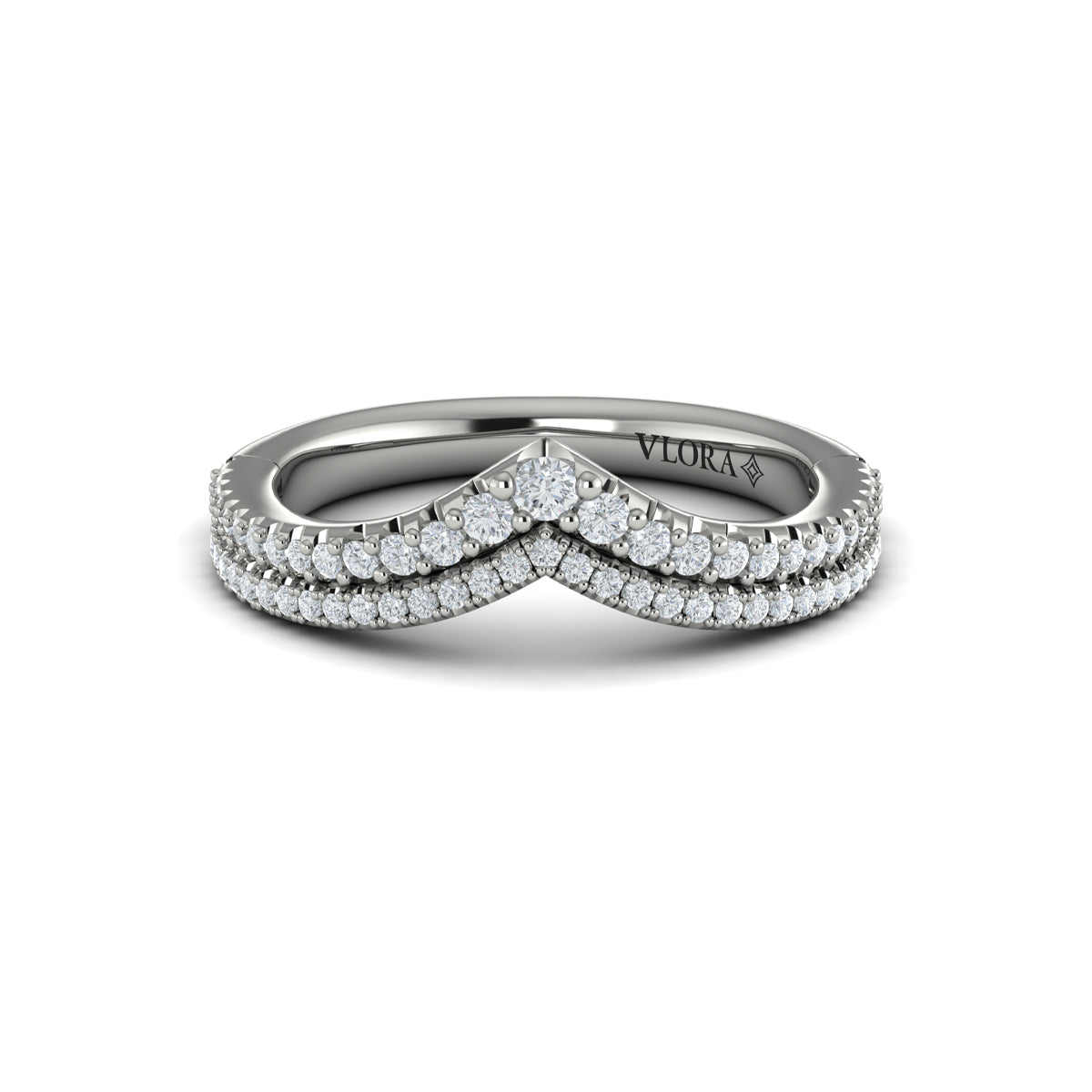 14K White Gold Diamond Contour Wedding Band for Women