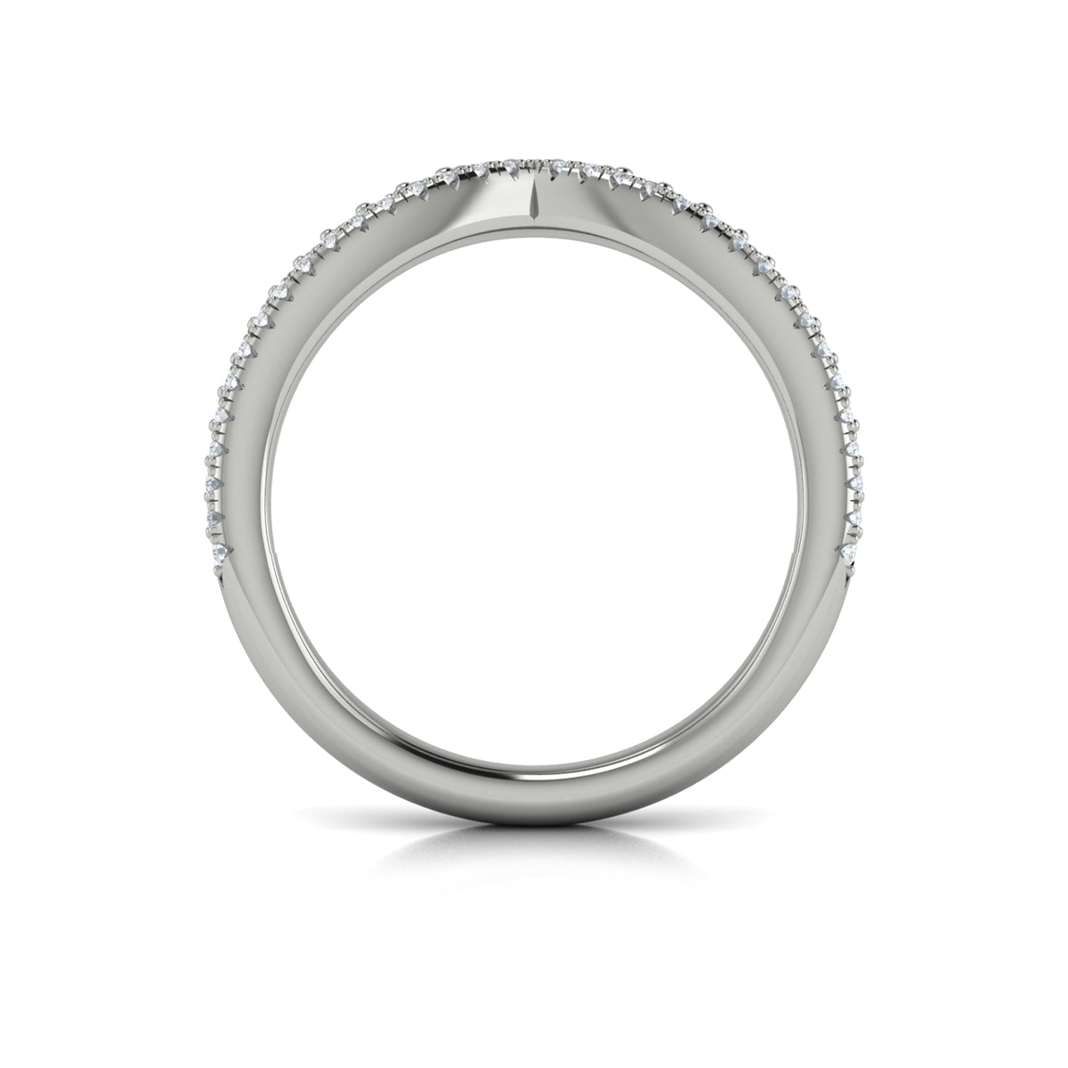 14K White Gold Diamond Contour Wedding Band for Women