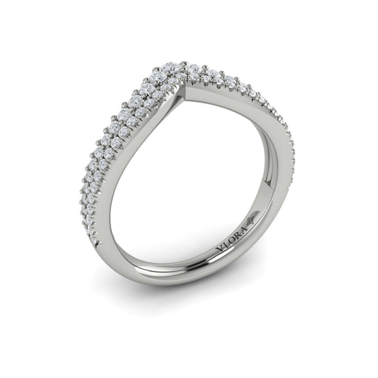 14K White Gold Diamond Contour Wedding Band for Women