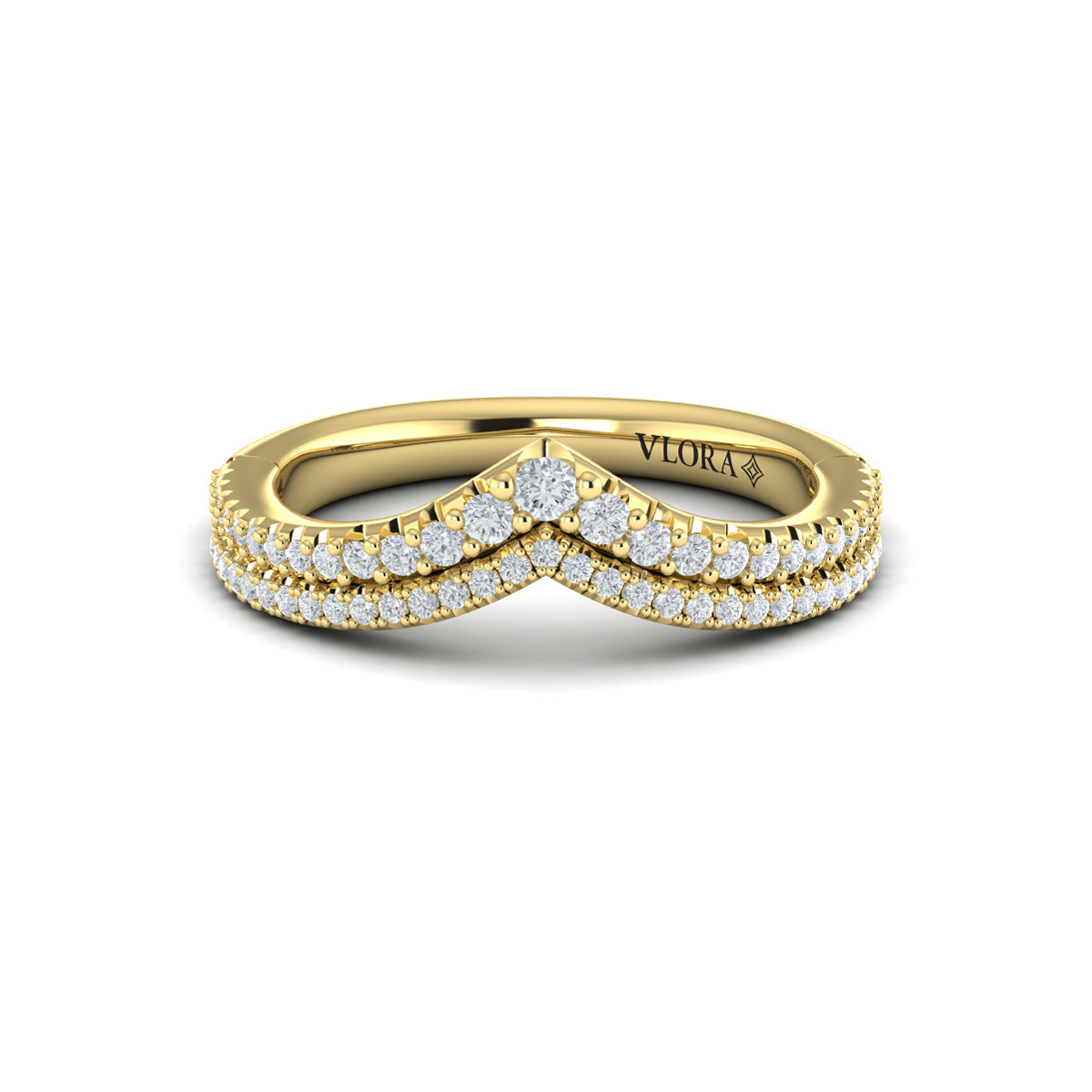 14kt Yellow Gold Diamond Contour Womens Wedding Band