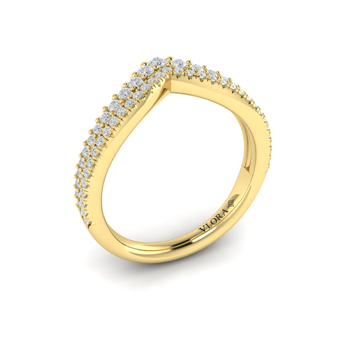 14kt Yellow Gold Diamond Contour Womens Wedding Band