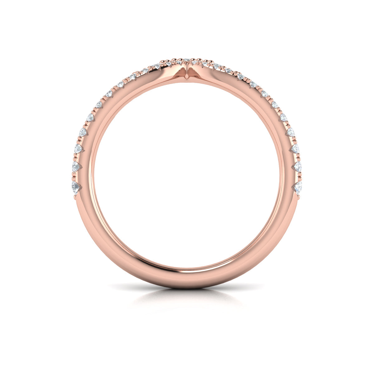 14kt Rose Gold Diamond Contour Womens Wedding Band
