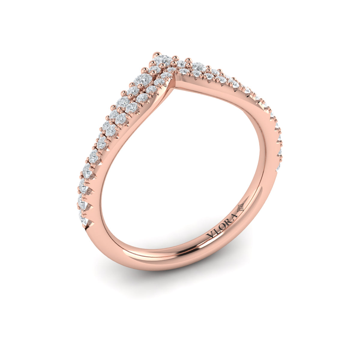 14kt Rose Gold Diamond Contour Womens Wedding Band