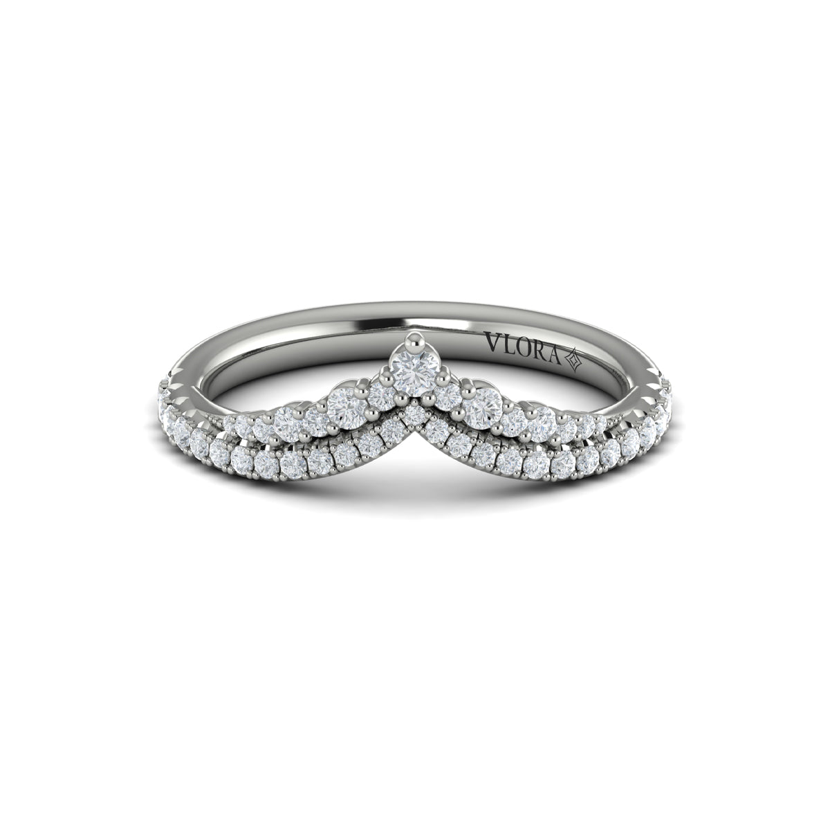 14K White Gold 0.43ct Diamond Contour Womens Wedding Band