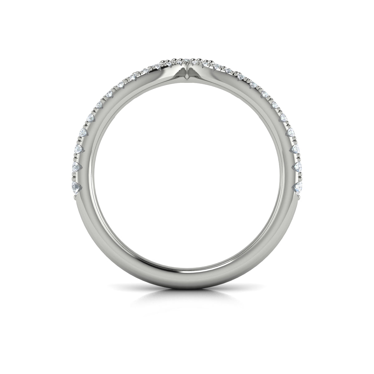 14K White Gold 0.43ct Diamond Contour Womens Wedding Band