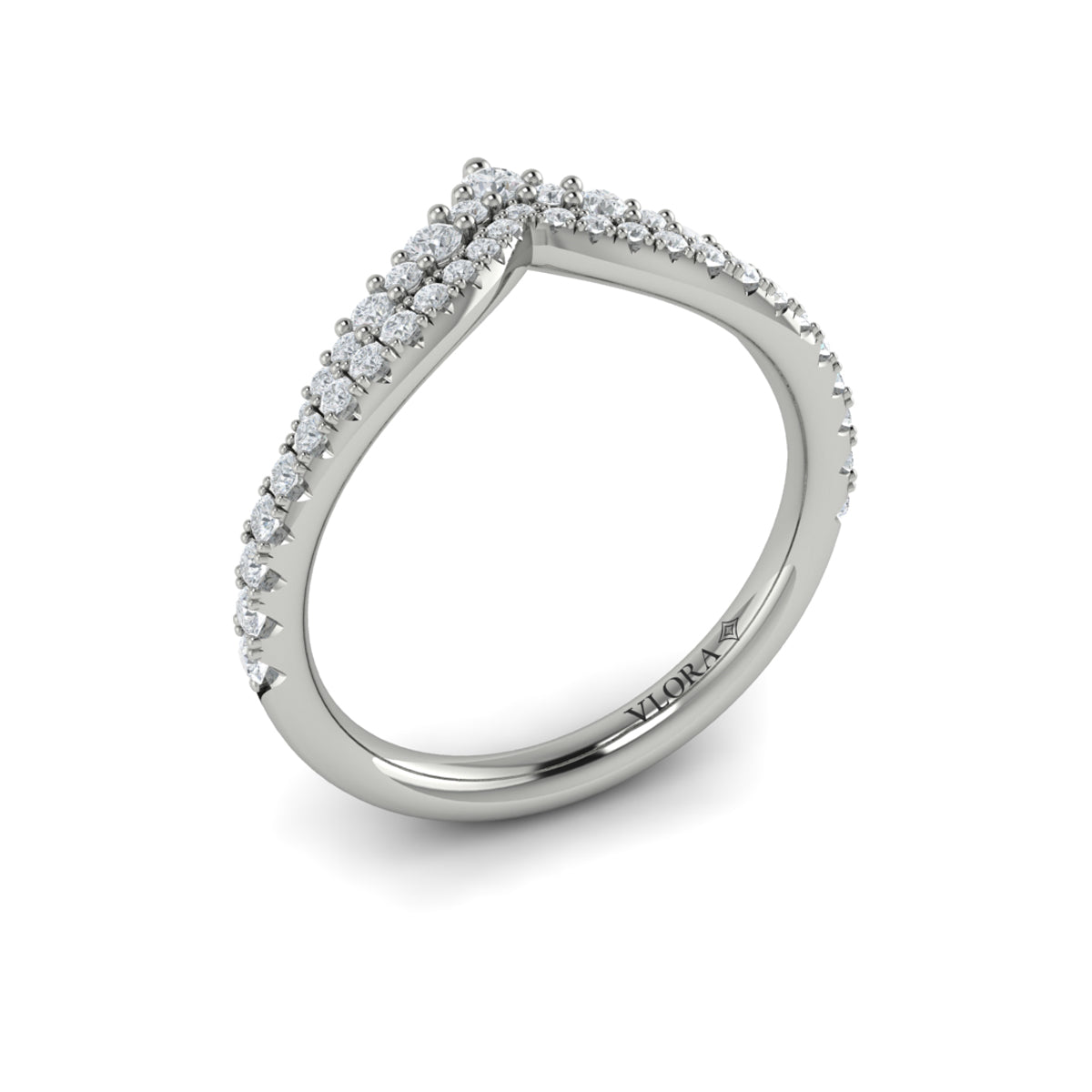 14K White Gold 0.43ct Diamond Contour Womens Wedding Band
