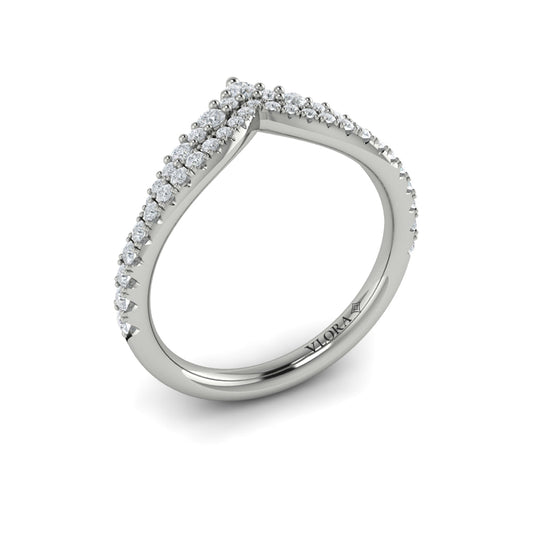14K White Gold 0.43ct Diamond Contour Womens Wedding Band