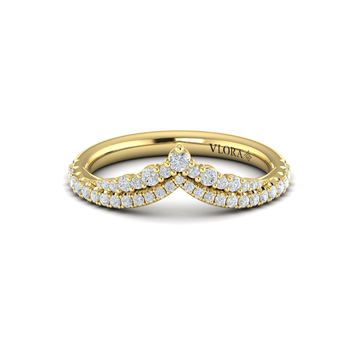 14kt Yellow Gold Diamond Contour Womens Wedding Band