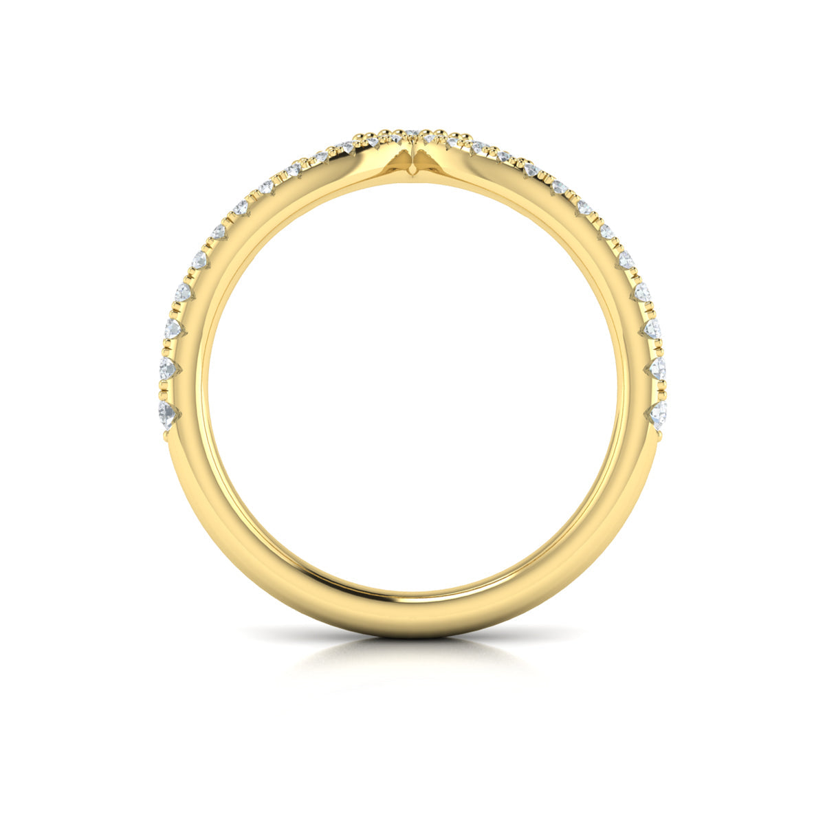 14kt Yellow Gold Diamond Contour Womens Wedding Band