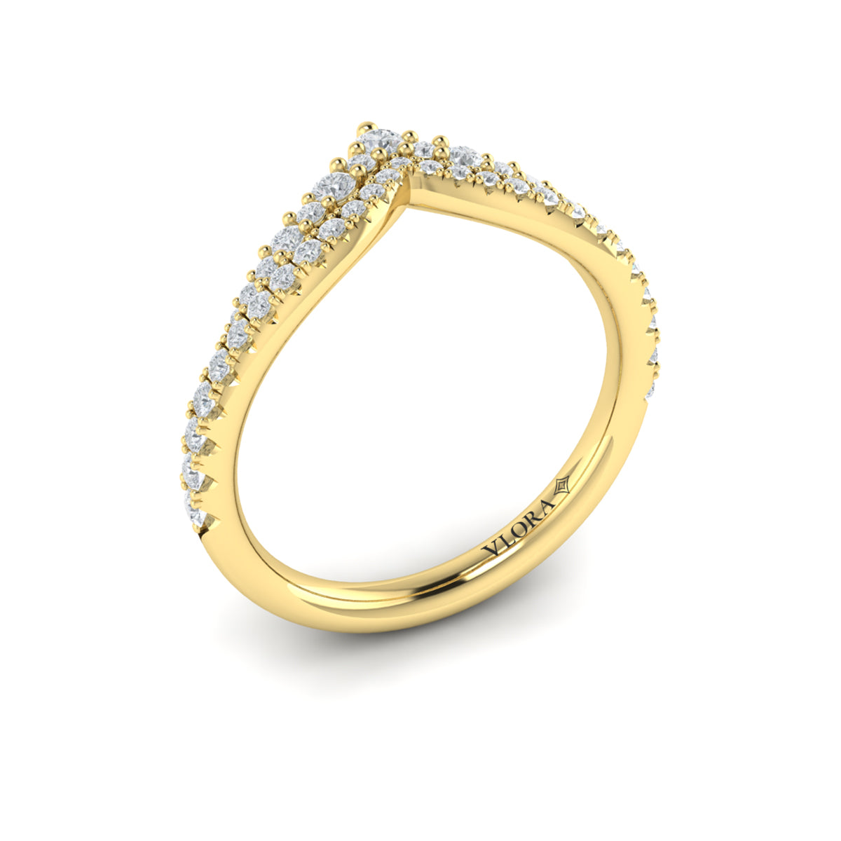 14kt Yellow Gold Diamond Contour Womens Wedding Band