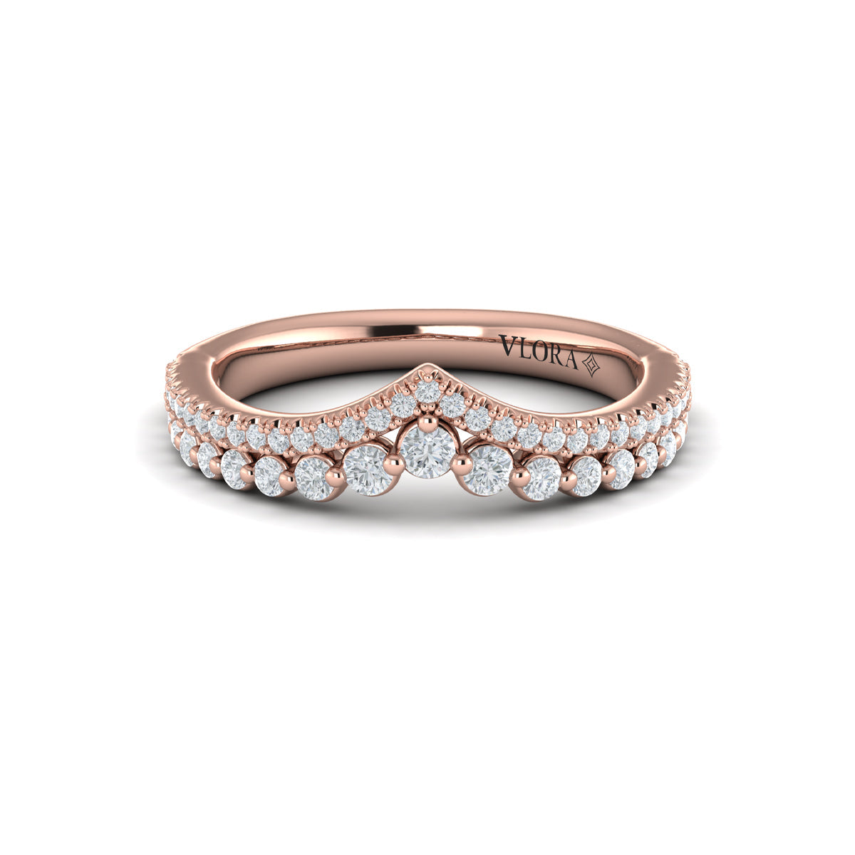 14kt Rose Gold Diamond Contour Wedding Band for Women