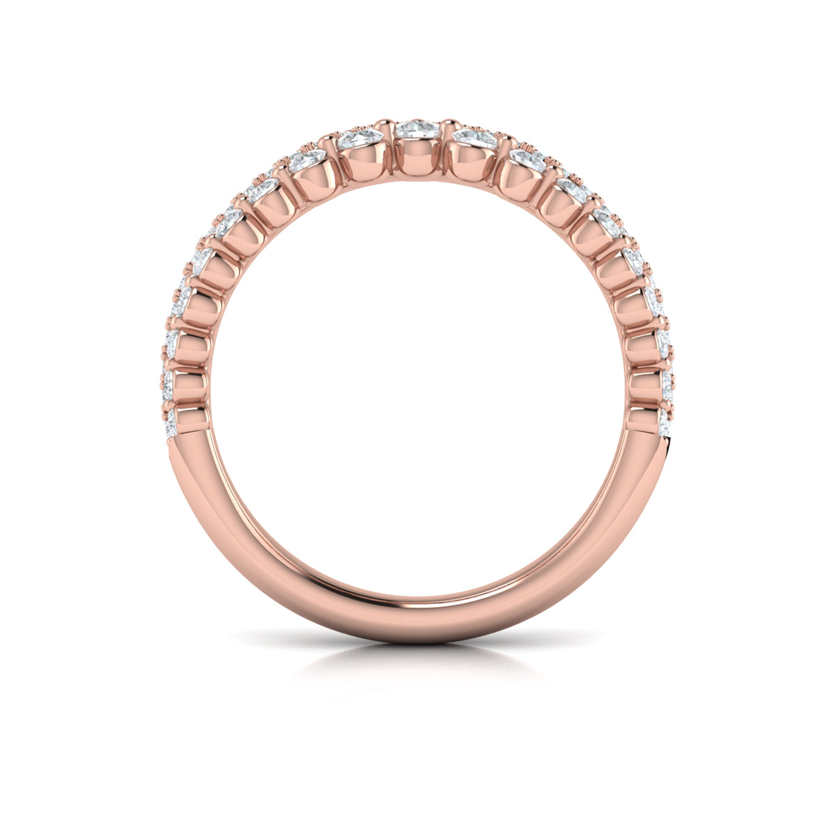 14kt Rose Gold Diamond Contour Wedding Band for Women