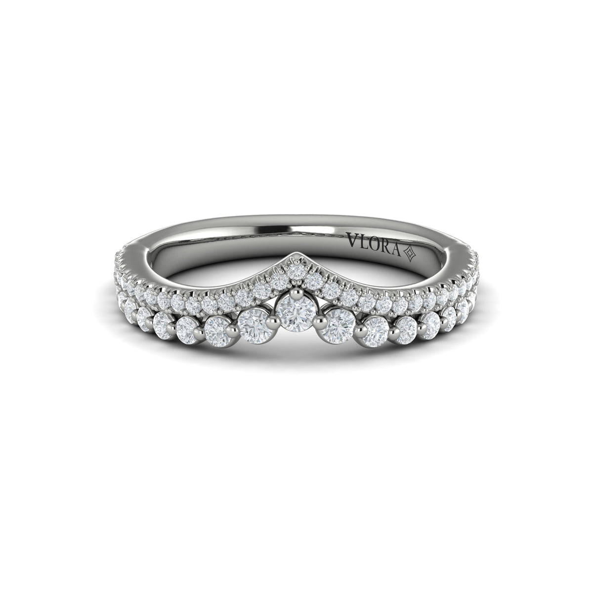 14K White Gold Diamond Contour Wedding Band for Women