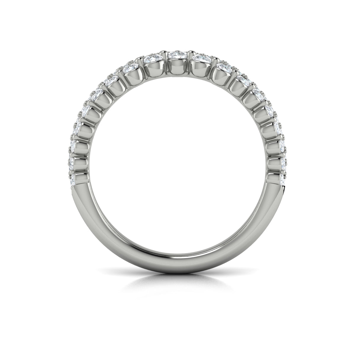 14K White Gold Diamond Contour Wedding Band for Women