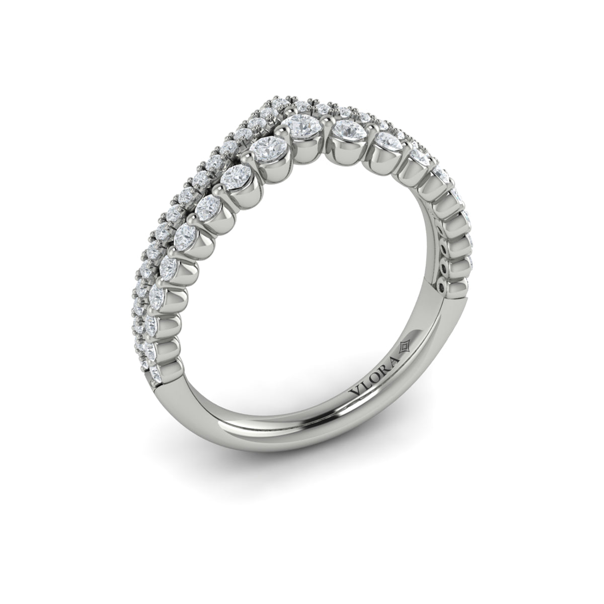 14K White Gold Diamond Contour Wedding Band for Women