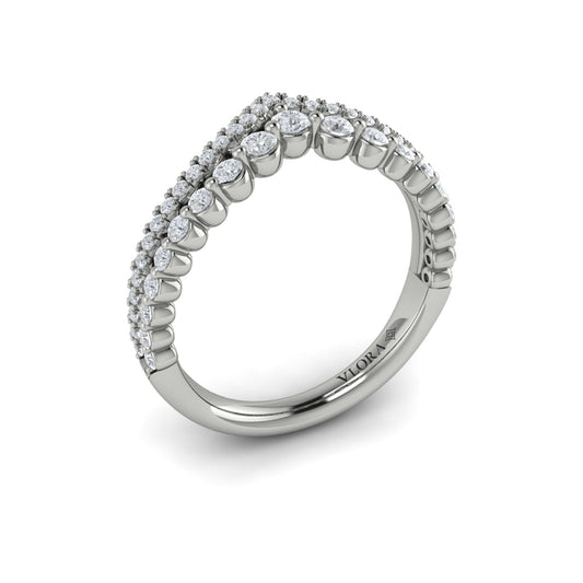 14K White Gold Diamond Contour Wedding Band for Women