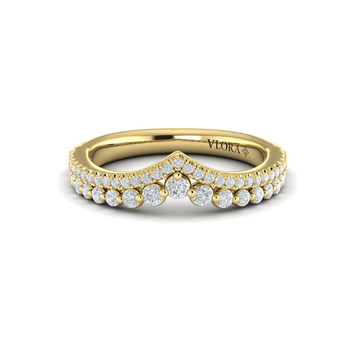 14kt Yellow Gold Diamond Contour Womens Wedding Band