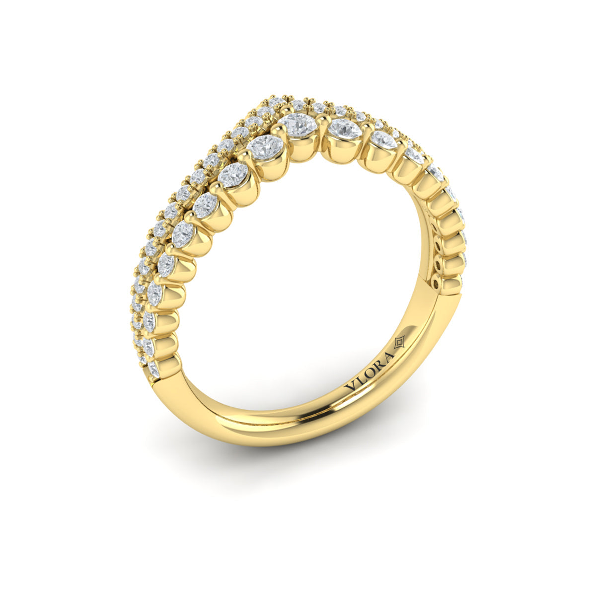 14kt Yellow Gold Diamond Contour Womens Wedding Band