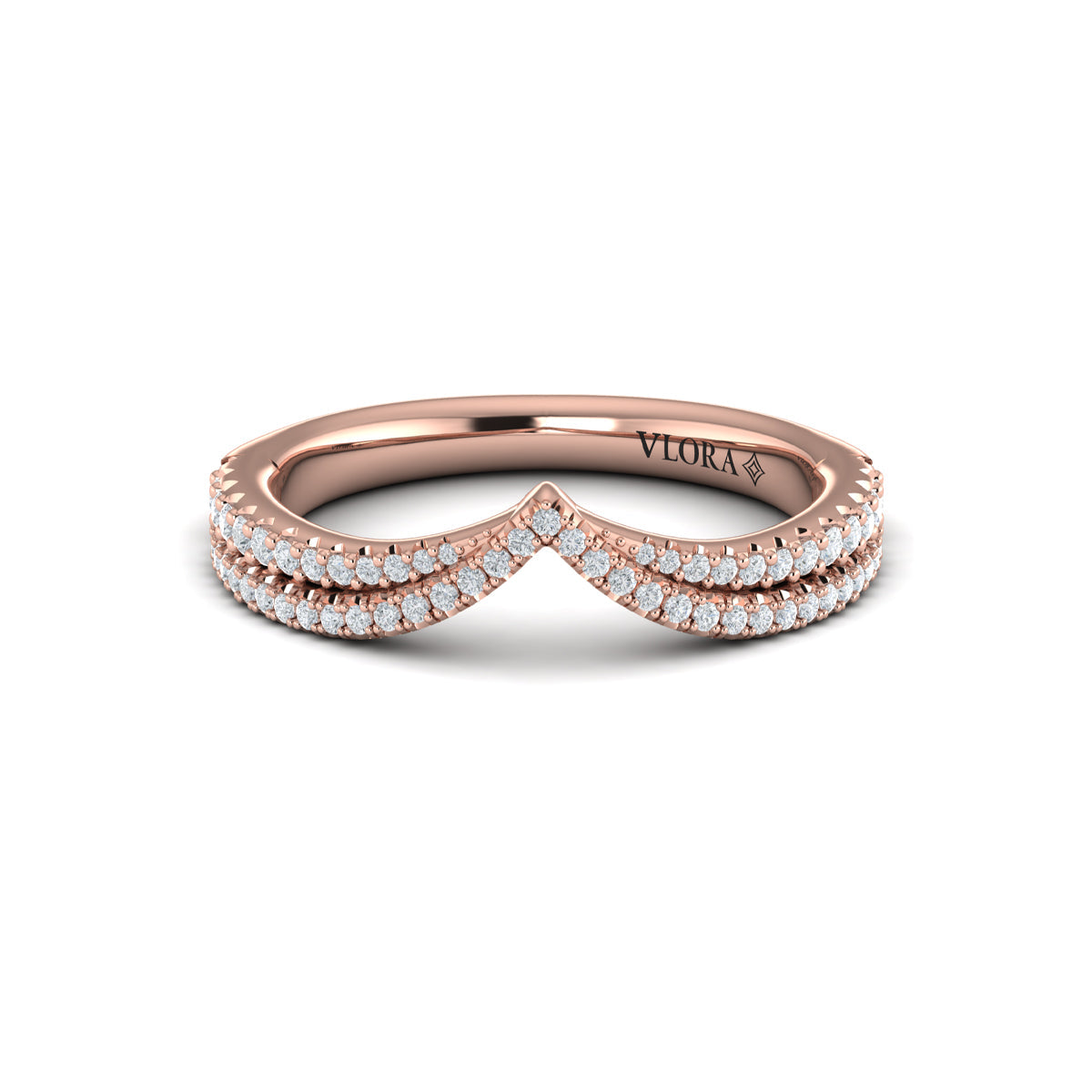 14kt Rose Gold Diamond Contour Womens Wedding Band