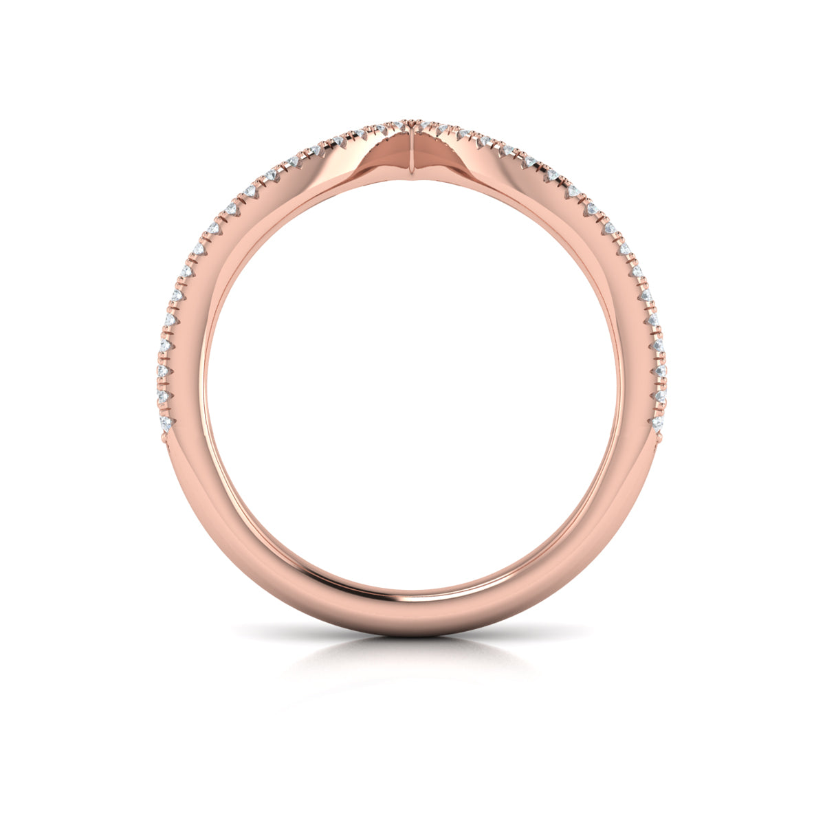 14kt Rose Gold Diamond Contour Womens Wedding Band