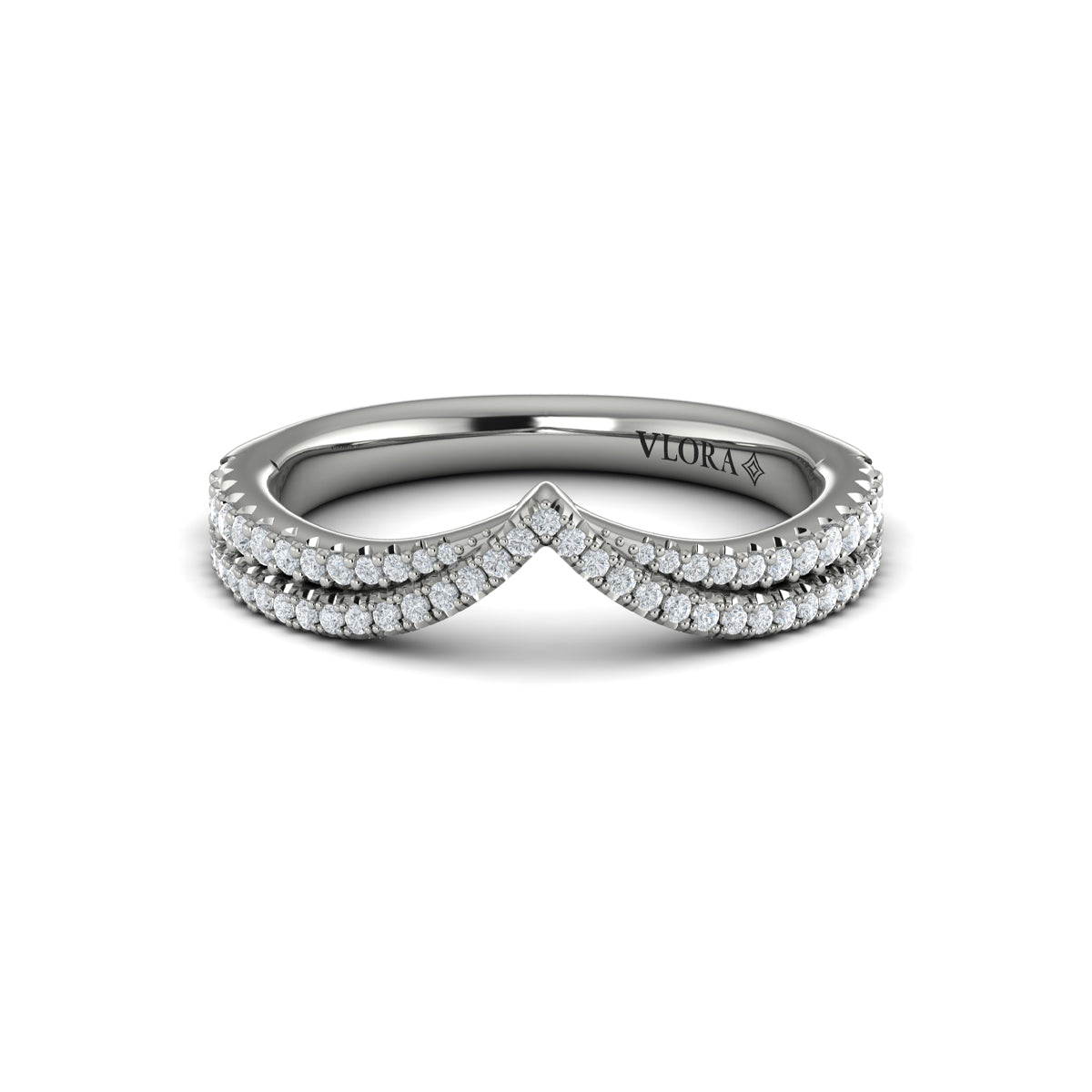 14K White Gold Diamond Contour Womens Wedding Band