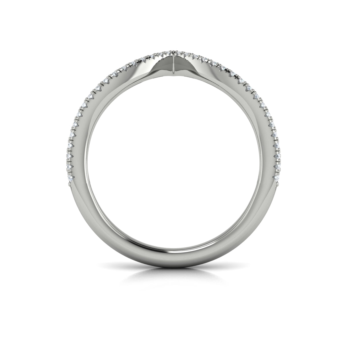 14K White Gold Diamond Contour Womens Wedding Band