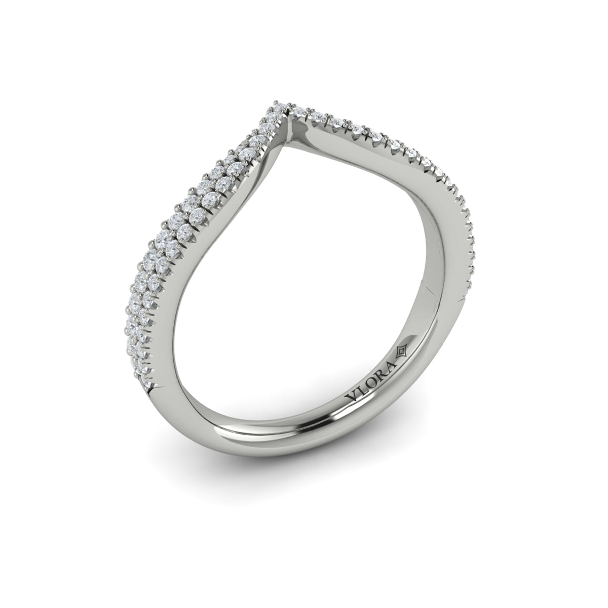 14K White Gold Diamond Contour Womens Wedding Band