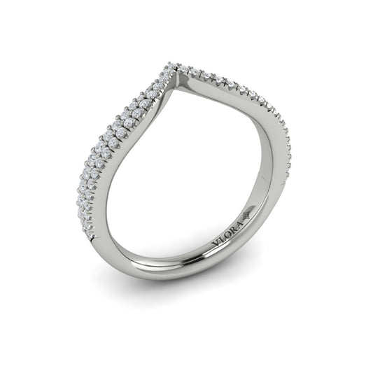 14K White Gold Diamond Contour Womens Wedding Band