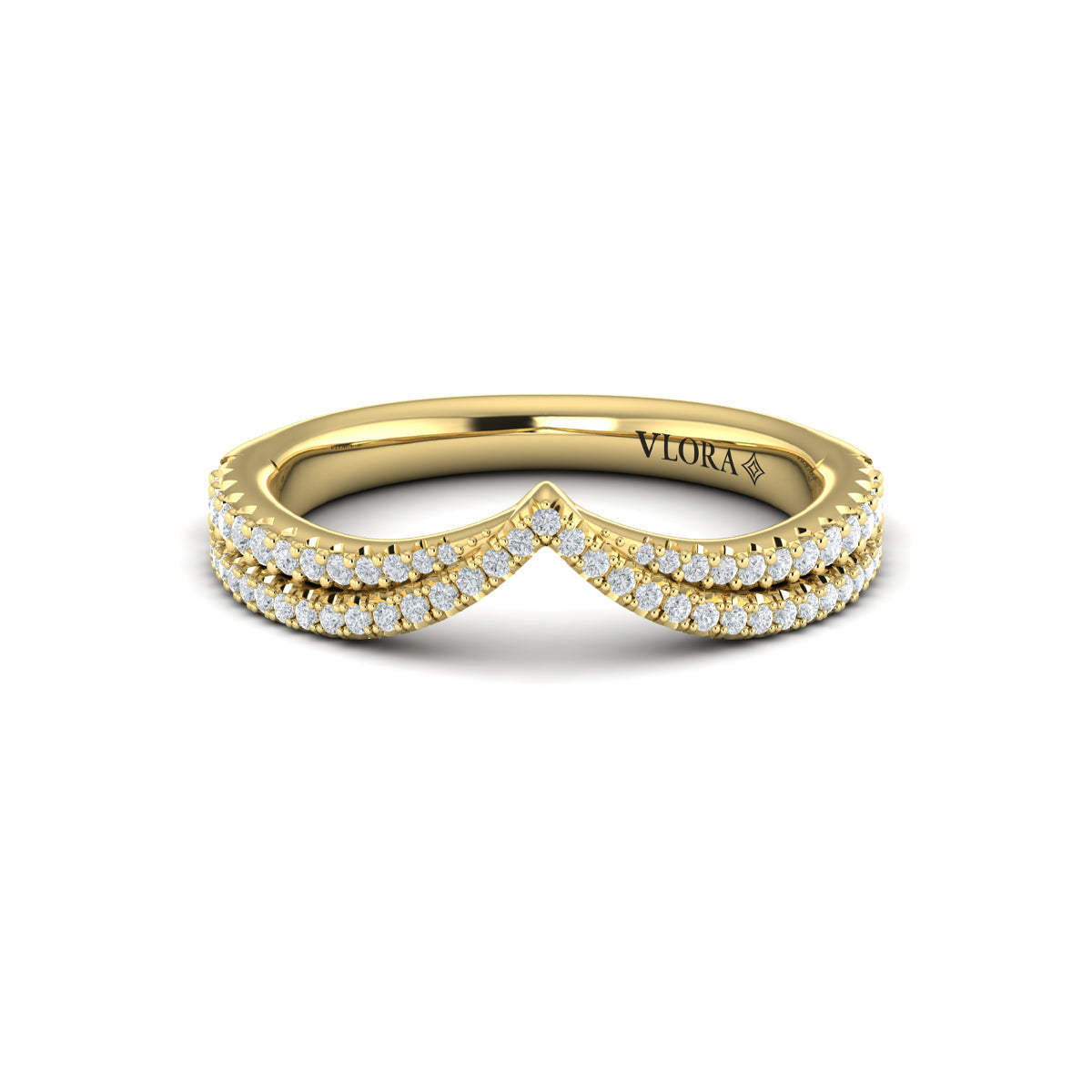14kt Yellow Gold Diamond Contour Womens Wedding Band