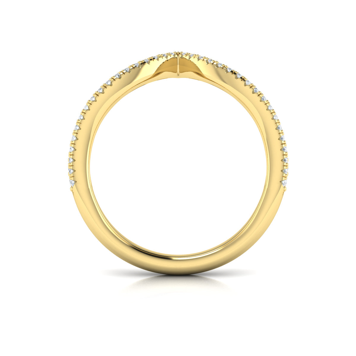 14kt Yellow Gold Diamond Contour Womens Wedding Band
