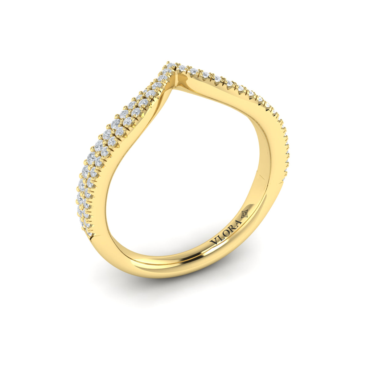 14kt Yellow Gold Diamond Contour Womens Wedding Band