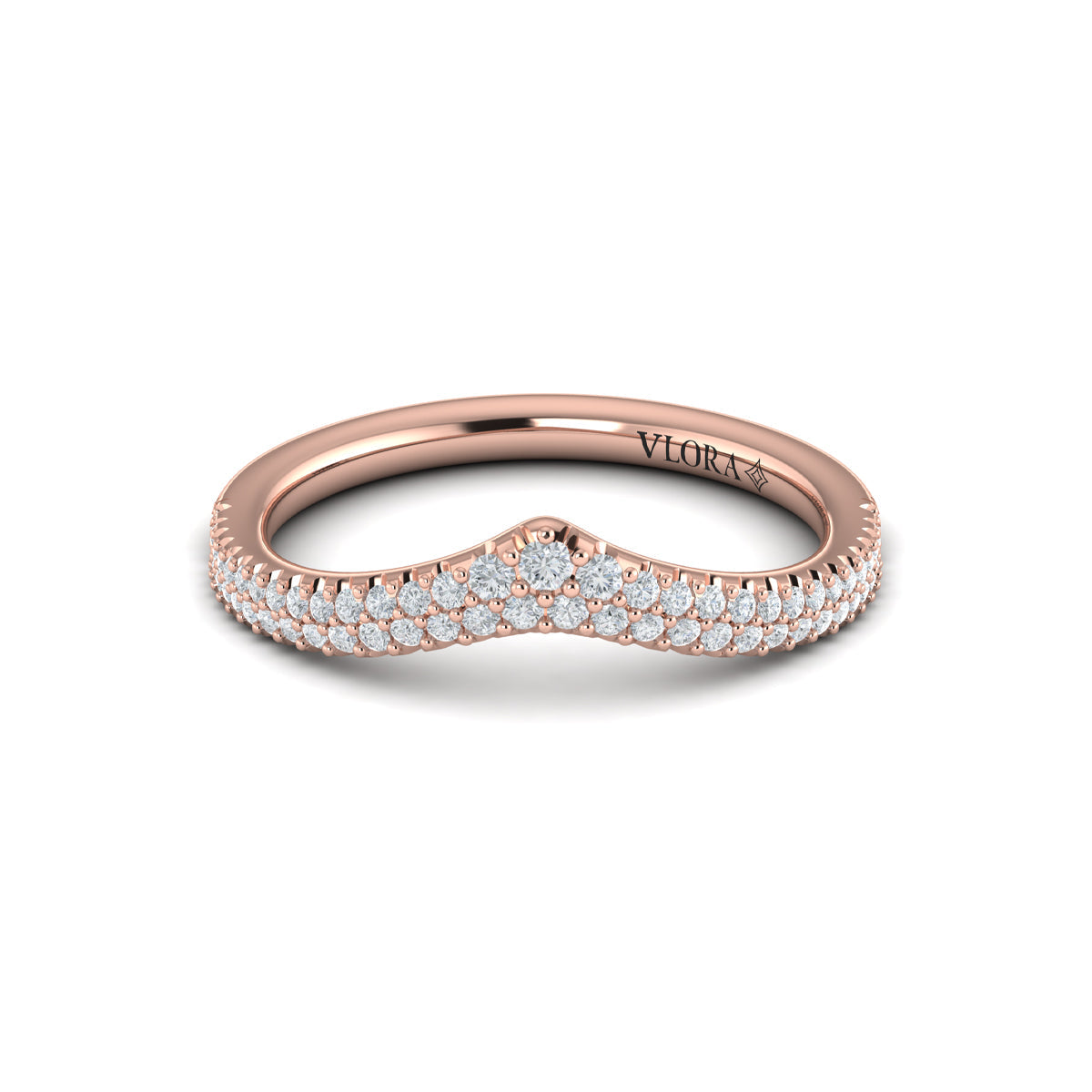 18kt Rose Gold Diamond Contour Womens Wedding Band