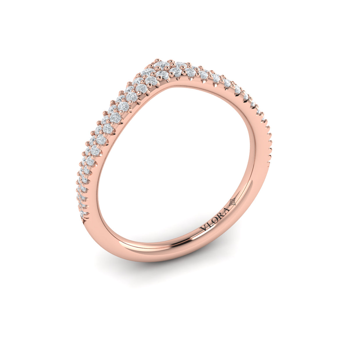 18kt Rose Gold Diamond Contour Womens Wedding Band