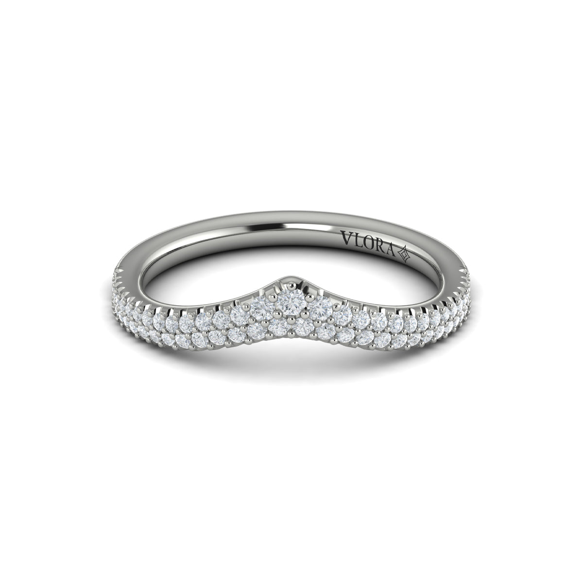 14K White Gold Diamond Contour Wedding Band for Women