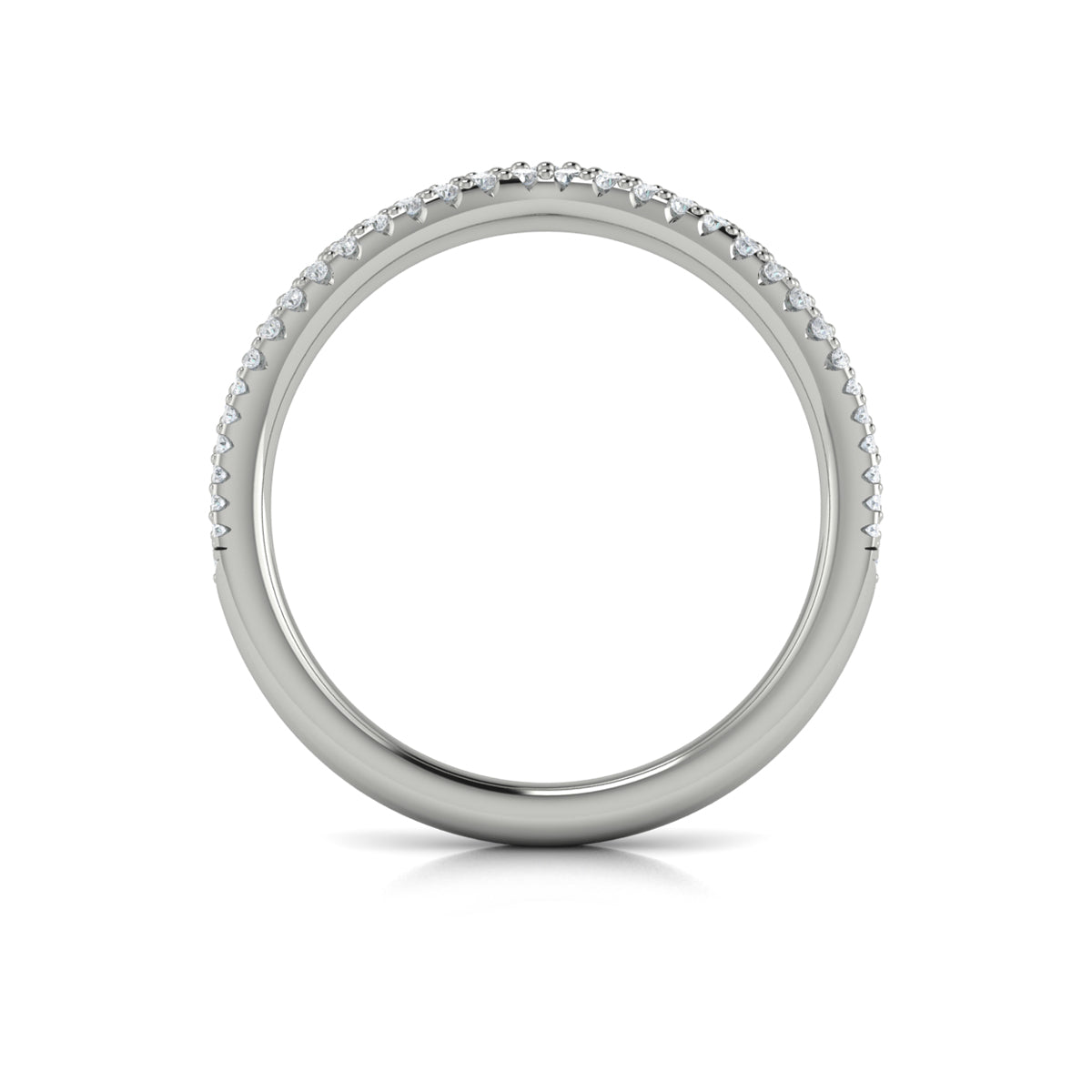 14K White Gold Diamond Contour Wedding Band for Women