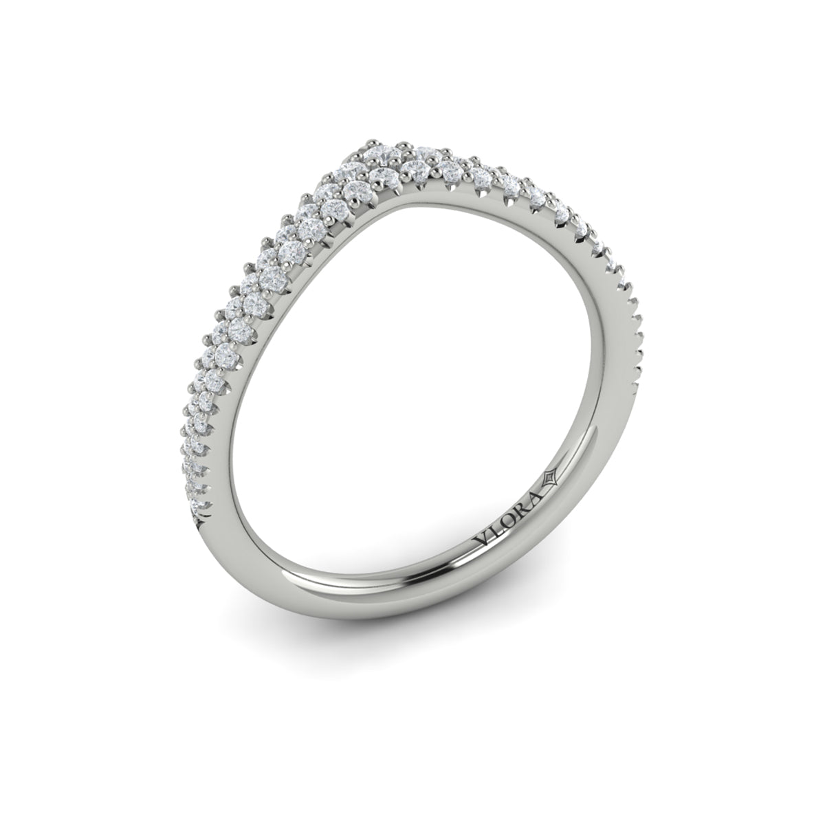 14K White Gold Diamond Contour Wedding Band for Women