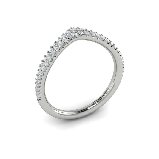 14K White Gold Diamond Contour Wedding Band for Women