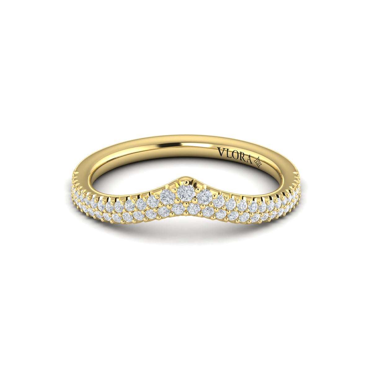 14kt Yellow Gold Diamond Contour Womens Wedding Band