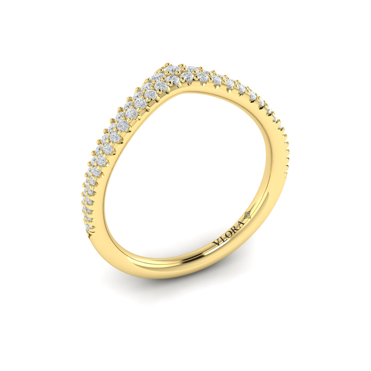 14kt Yellow Gold Diamond Contour Womens Wedding Band